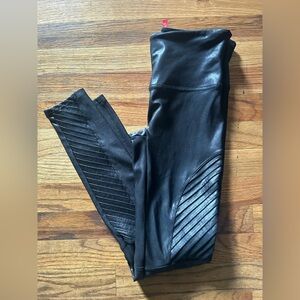 Spanx by Sara Blakely Faux Leather Moto Leggings Black Women's Size Medium